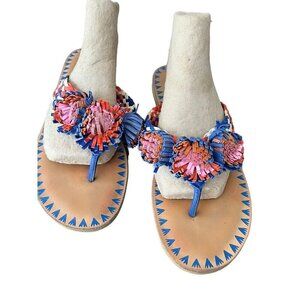Kate Spade Fringe Sandal 11 Idette Rosette Thong Festival Boho Preppy Retro Chic